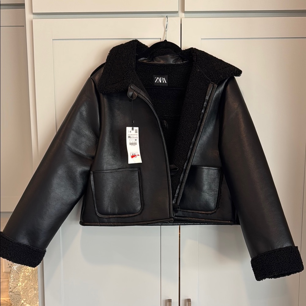 Zara Black Faux Leather Jacket